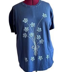 Womens Shirt Size 1X Blue Floral Cottage Everyday Wear Casual Modest Garden Wear